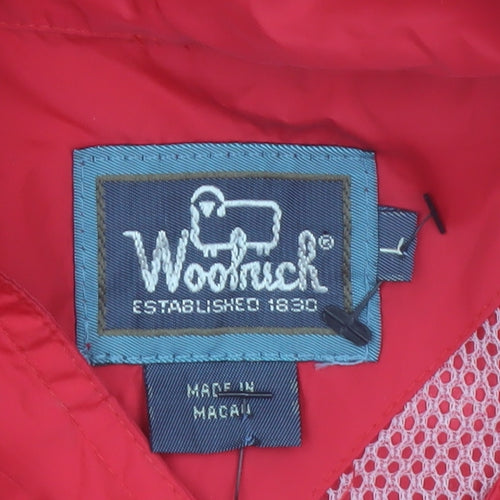 Woolrich Men's Red Nylon Windbreaker Jacket Size L Outdoor Casual