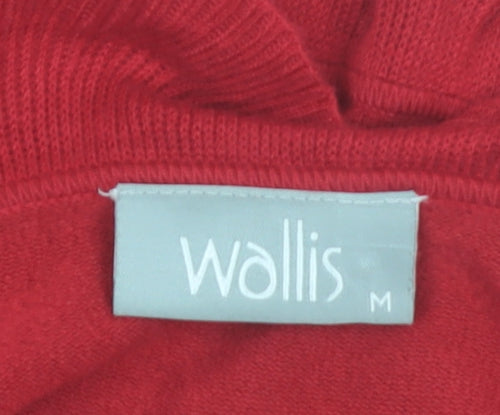 Wallis Women Red Ruffle Short Sleeve Knit Cardigan Size M