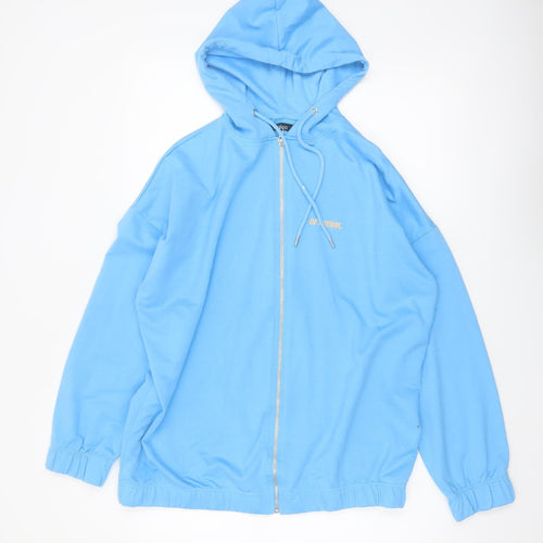 Boohoo Women's Blue Full Zip Hoodie Size M Relaxed Fit