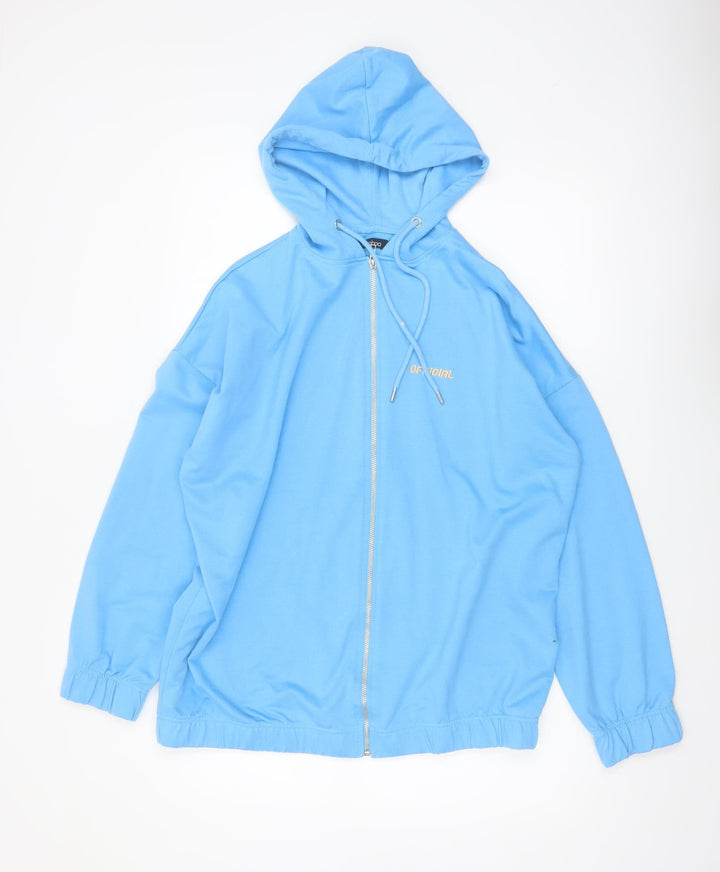 Boohoo Women's Blue Full Zip Hoodie Size M Relaxed Fit