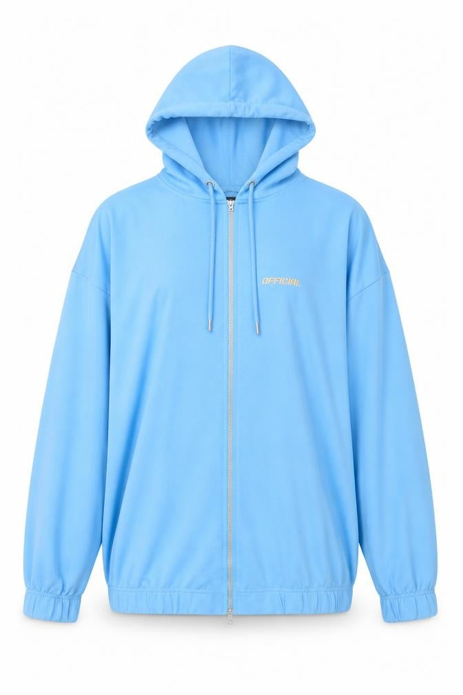 Boohoo Women's Blue Full Zip Hoodie Size M Relaxed Fit