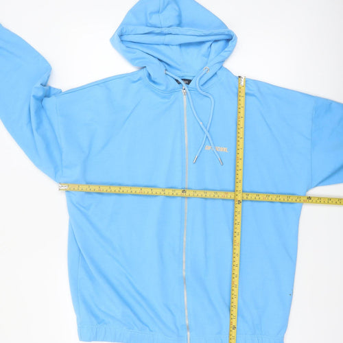 Boohoo Women's Blue Full Zip Hoodie Size M Relaxed Fit
