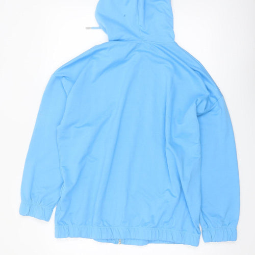 Boohoo Women's Blue Full Zip Hoodie Size M Relaxed Fit