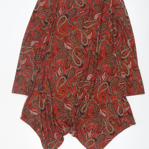 Apricot Women Red Paisley Asymmetric Long Sleeve Dress Size 12