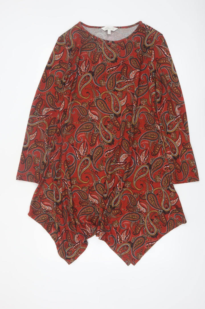 Apricot Women Red Paisley Asymmetric Long Sleeve Dress Size 12