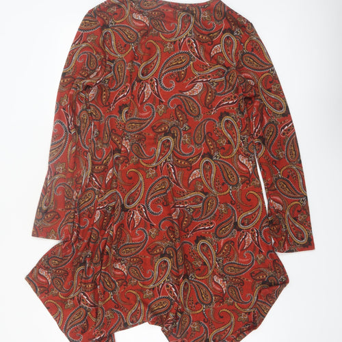Apricot Women Red Paisley Asymmetric Long Sleeve Dress Size 12