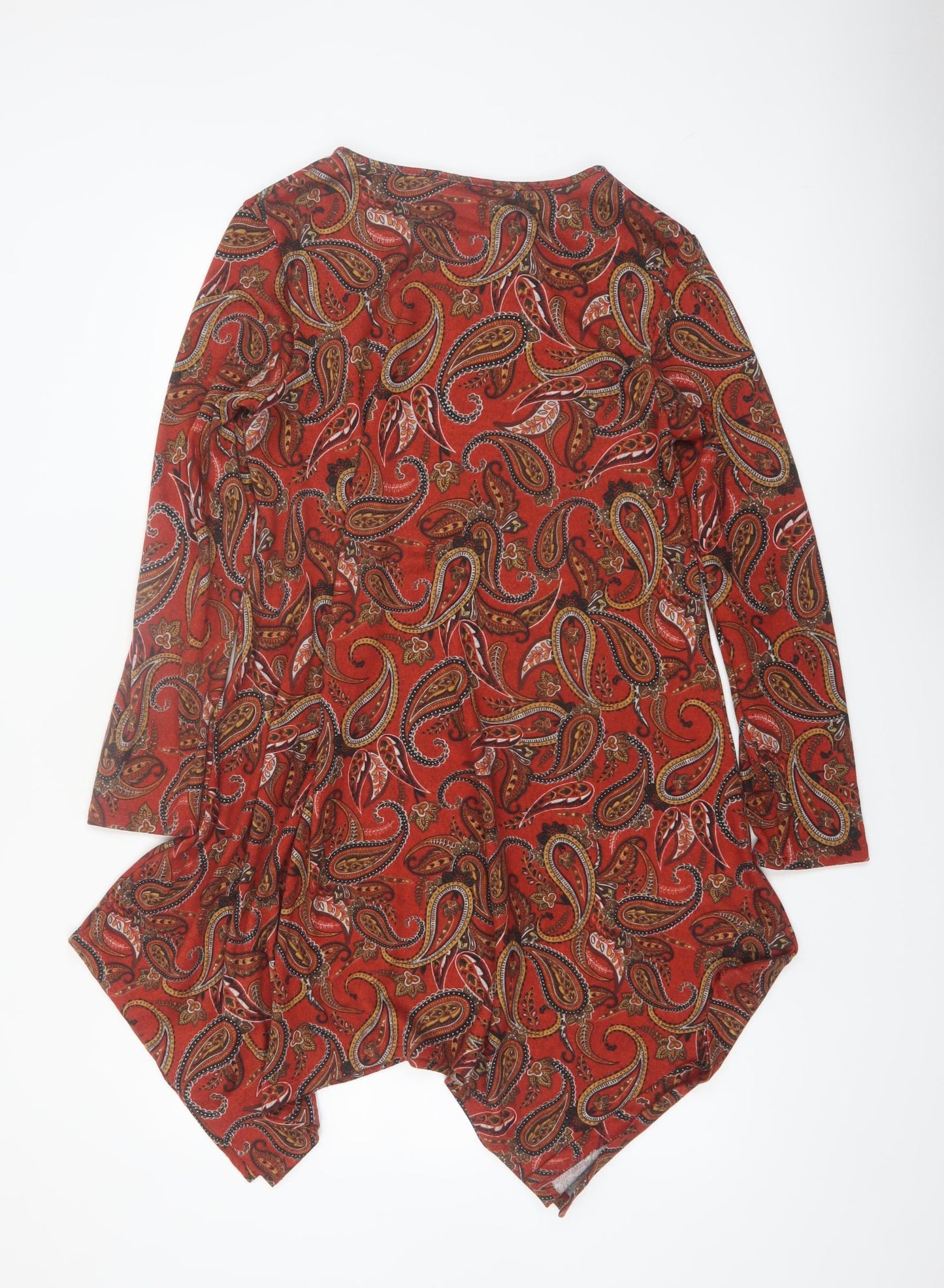 Apricot Women Red Paisley Asymmetric Long Sleeve Dress Size 12