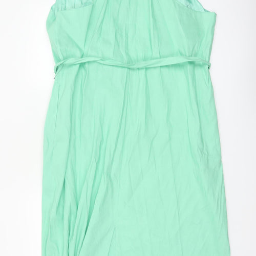 Marks and Spencer Autograph Green Linen Blend Halter Fit & Flare Plus Size 24 Dress