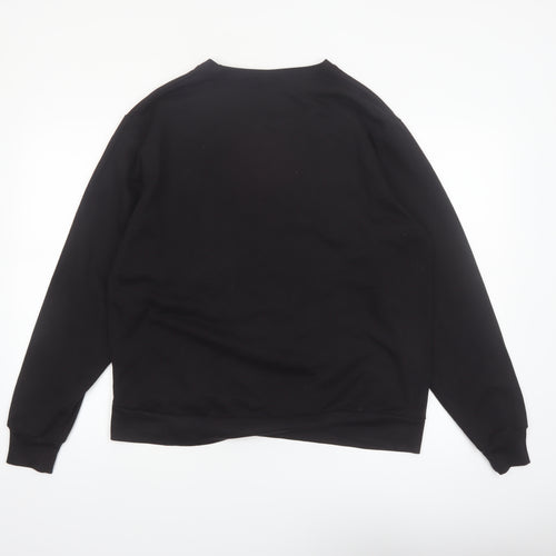 boohooMAN Men's Black Graphic Print Pullover Sweatshirt Size S