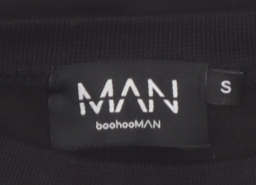 boohooMAN Men's Black Graphic Print Pullover Sweatshirt Size S