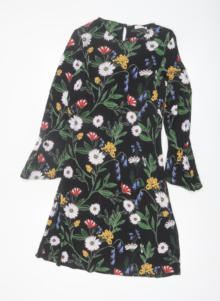 Finery Women Black Floral Viscose Shift Dress UK 10
