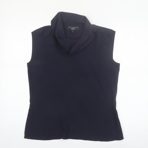 Paul Costelloe Women's Blue Sleeveless Cowl Neck Blouse UK 12