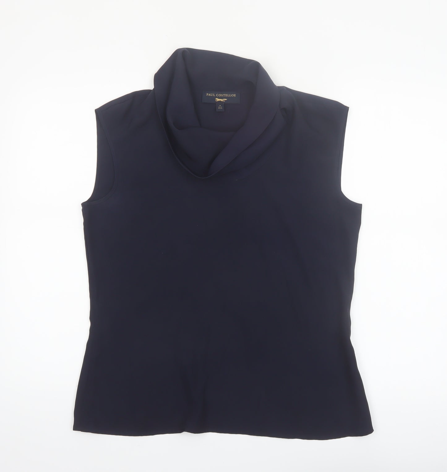 Paul Costelloe Women's Blue Sleeveless Cowl Neck Blouse UK 12
