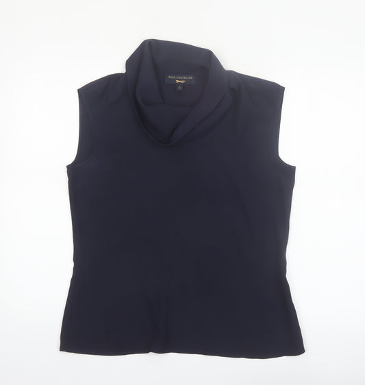 Paul Costelloe Women's Blue Sleeveless Cowl Neck Blouse UK 12