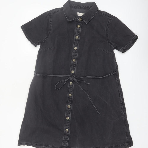 ASOS DESIGN Women’s Black Cotton Button Shirt Dress Size 10