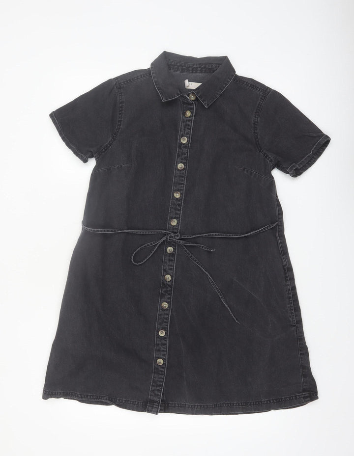 ASOS DESIGN Women’s Black Cotton Button Shirt Dress Size 10
