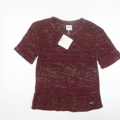 Tailor & Elbaz Women's Red Knit Short Sleeve Pullover Jumper XS