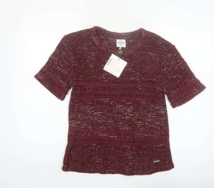 Tailor & Elbaz Women's Red Knit Short Sleeve Pullover Jumper XS