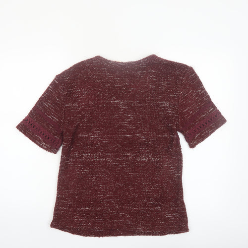 Tailor & Elbaz Women's Red Knit Short Sleeve Pullover Jumper XS