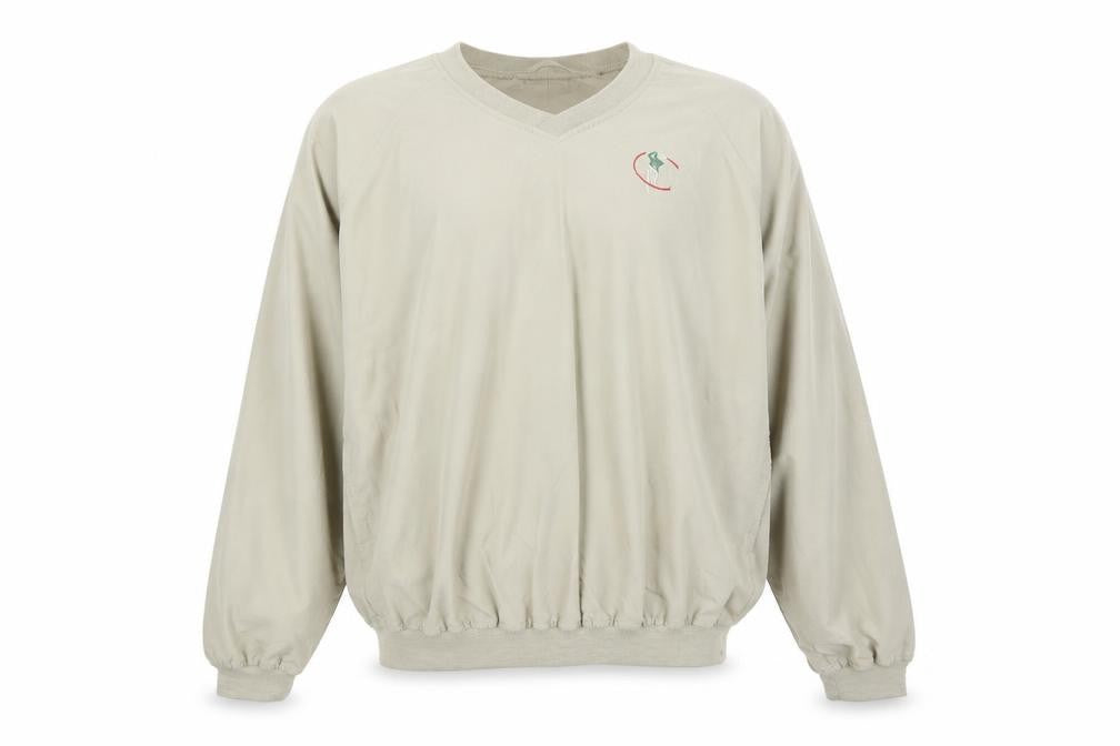 Front view of Munsingwear Men’s Beige V-Neck Pullover Golf Sweatshirt L