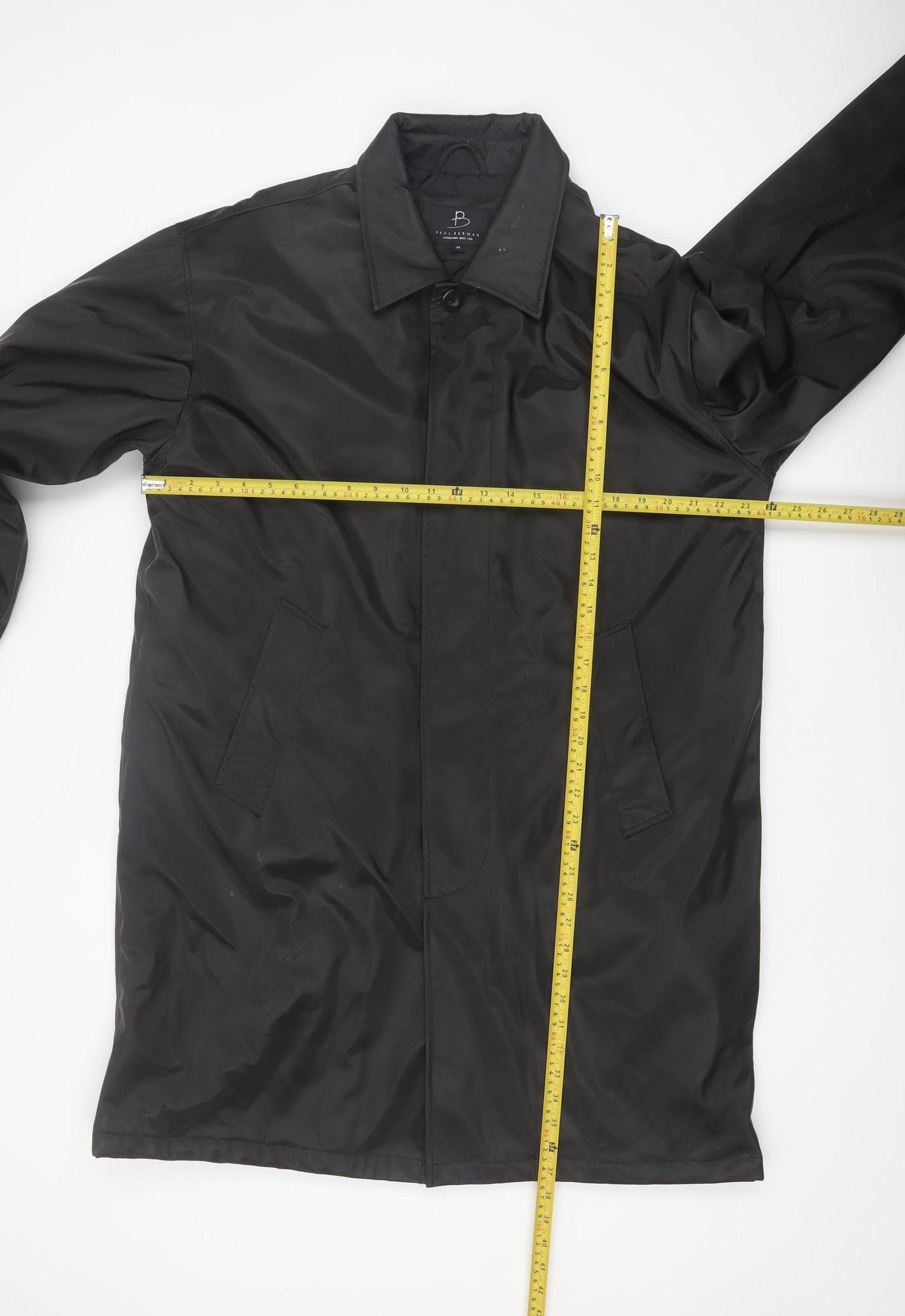 Paul Berman Men's Black M Rain Coat Waterproof Long Jacket
