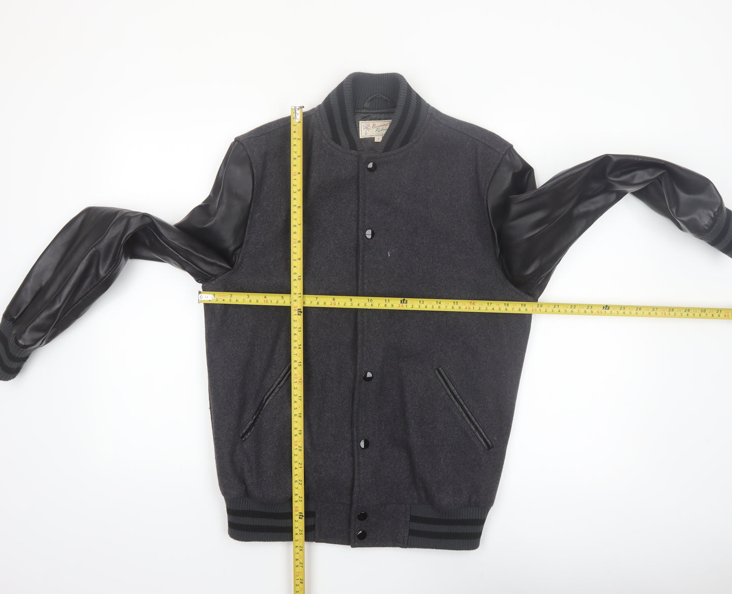 Burning Palms Men’s Black Wool Varsity Jacket Size S