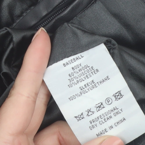 Burning Palms Men’s Black Wool Varsity Jacket Size S