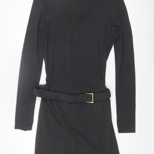La Perla Women Black Size 12 Belted Bodycon Jersey Dress