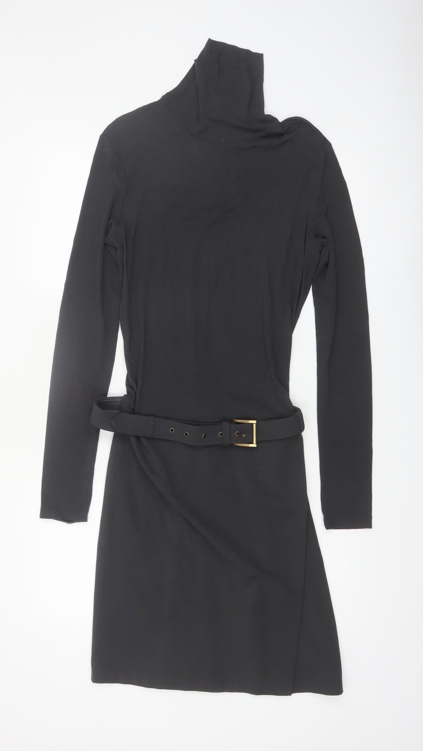 La Perla Women Black Size 12 Belted Bodycon Jersey Dress