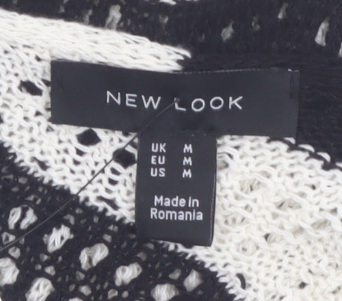 New Look Women’s Black Beige Crochet Knit Midi Slip Dress Size M
