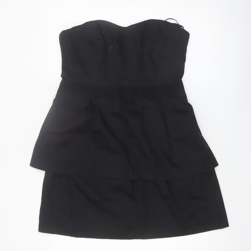 Coast Women's Black Strapless Layered Short Dress Size 16