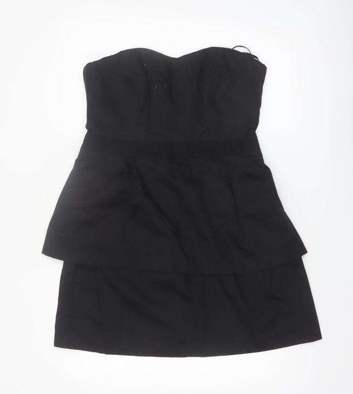 Coast Women's Black Strapless Layered Short Dress Size 16