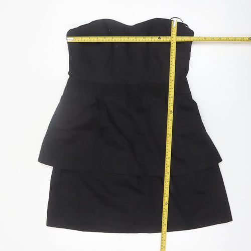 Coast Women's Black Strapless Layered Short Dress Size 16
