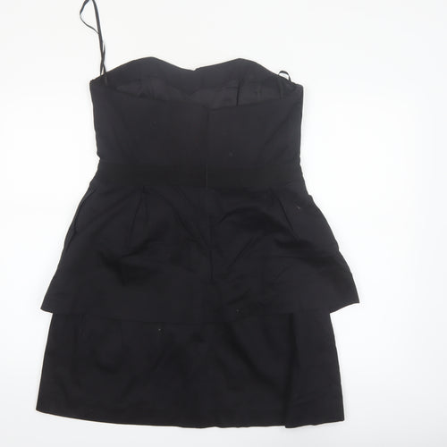 Coast Women's Black Strapless Layered Short Dress Size 16