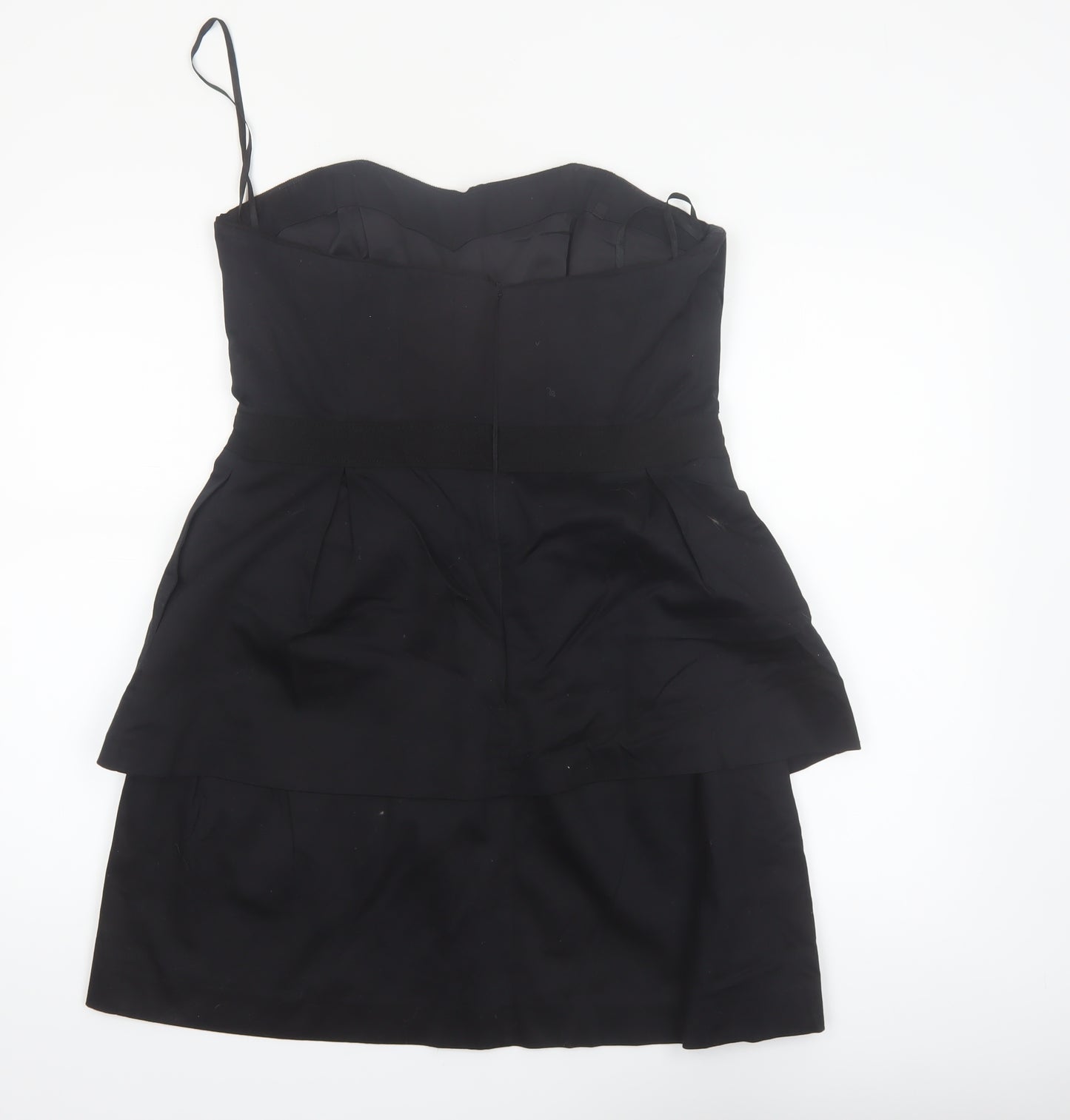 Coast Women's Black Strapless Layered Short Dress Size 16