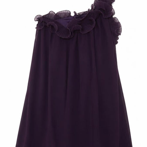 Miso Women Purple Size 12 One Shoulder Ruffle Chiffon Dress