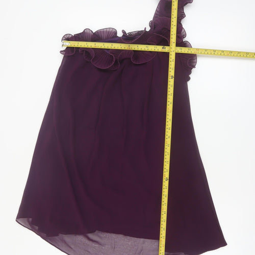 Miso Women Purple Size 12 One Shoulder Ruffle Chiffon Dress