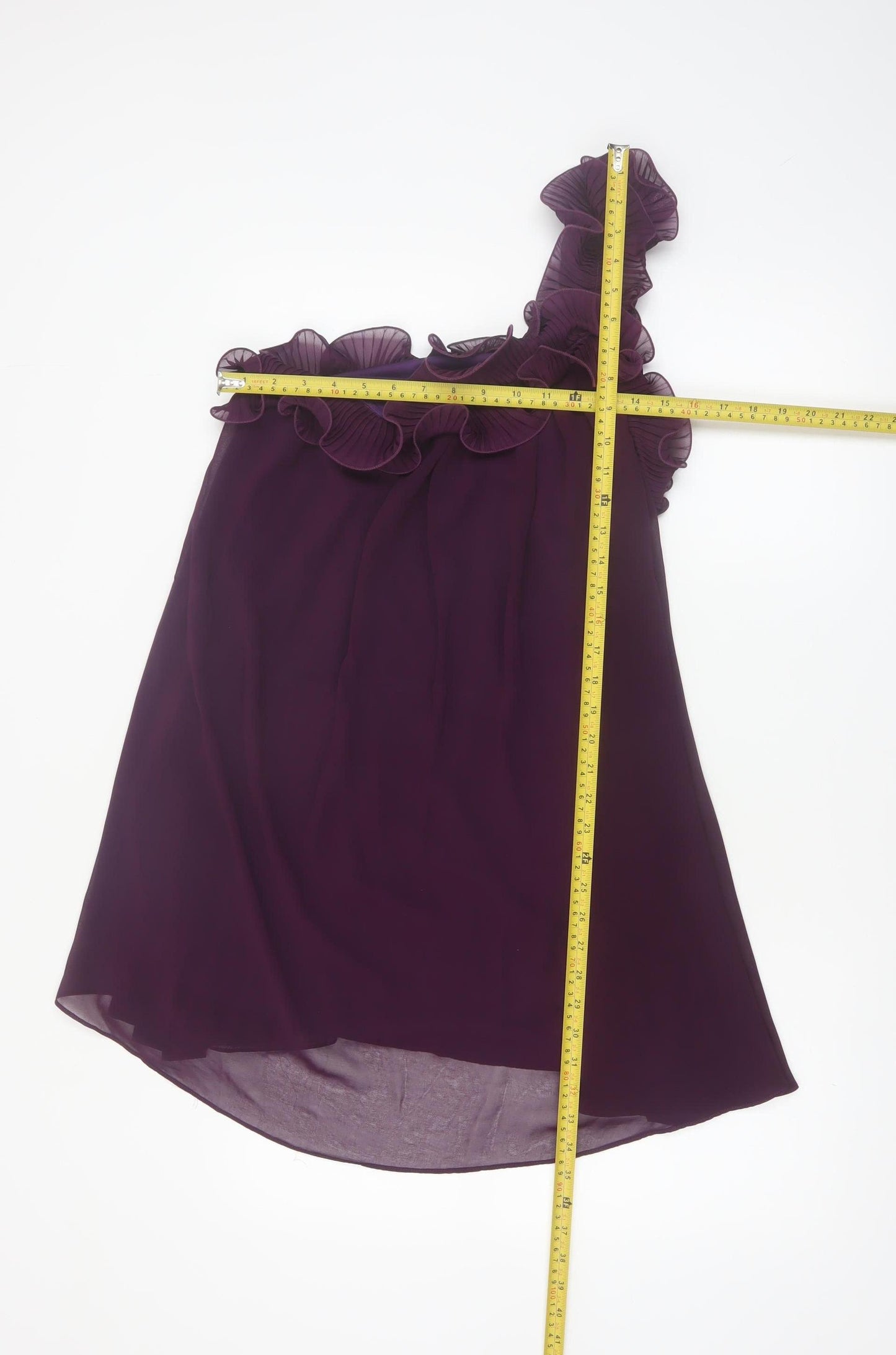 Miso Women Purple Size 12 One Shoulder Ruffle Chiffon Dress