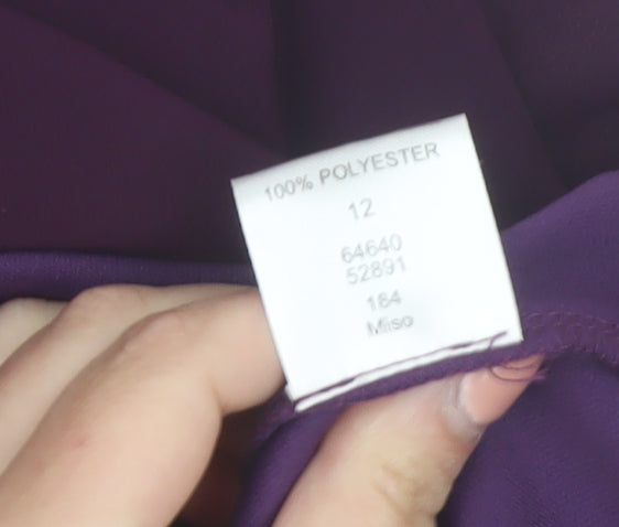 Miso Women Purple Size 12 One Shoulder Ruffle Chiffon Dress