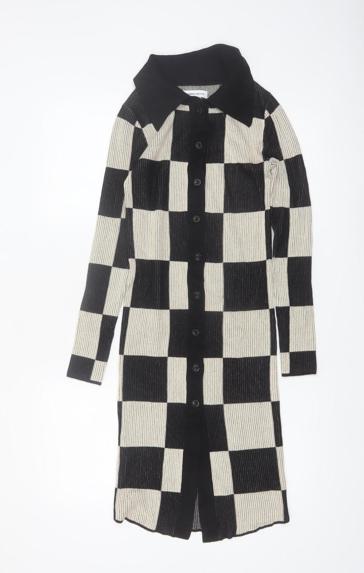 Urban Revivo Women’s Black Check Collared Shirt Dress Size 6