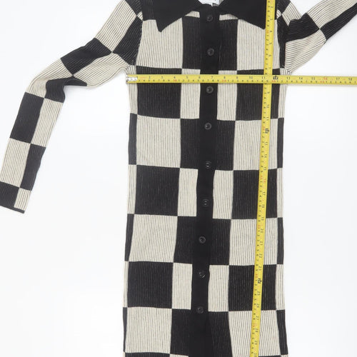 Urban Revivo Women’s Black Check Collared Shirt Dress Size 6
