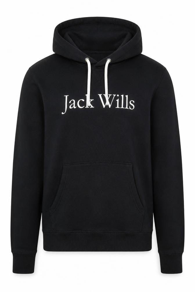 Jack Wills Men's Black Pullover Hoodie S Regular Fit Logo Fleece