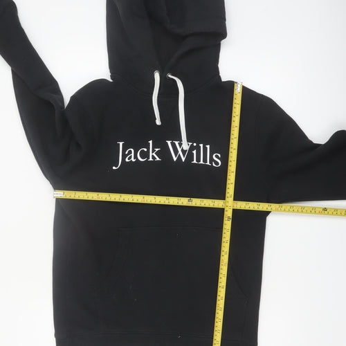 Jack Wills Men's Black Pullover Hoodie S Regular Fit Logo Fleece