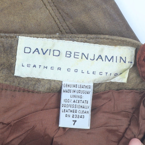David Benjamin Womens Brown Leather Pencil Skirt Size 10 Vintage