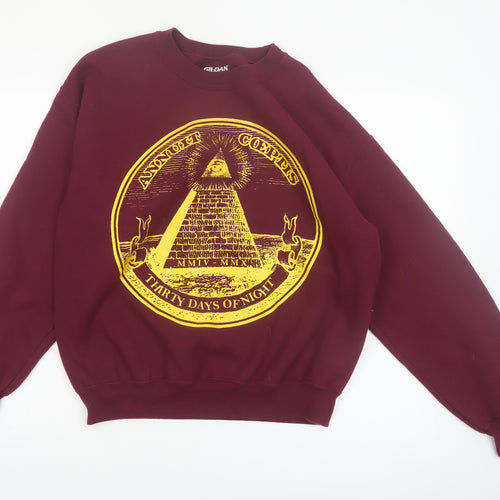 Gildan Men's Burgundy Graphic Pullover Sweatshirt Medium Classic Fit