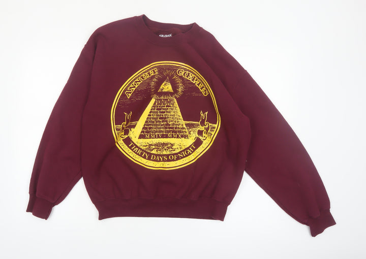 Gildan Men's Burgundy Graphic Pullover Sweatshirt Medium Classic Fit