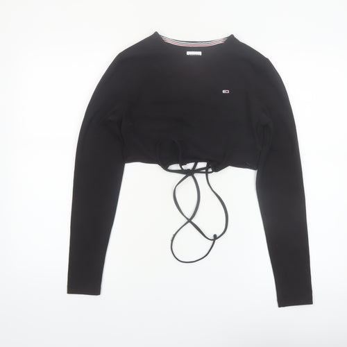 Tommy Jeans Women's Black Cropped Long Sleeve Top M