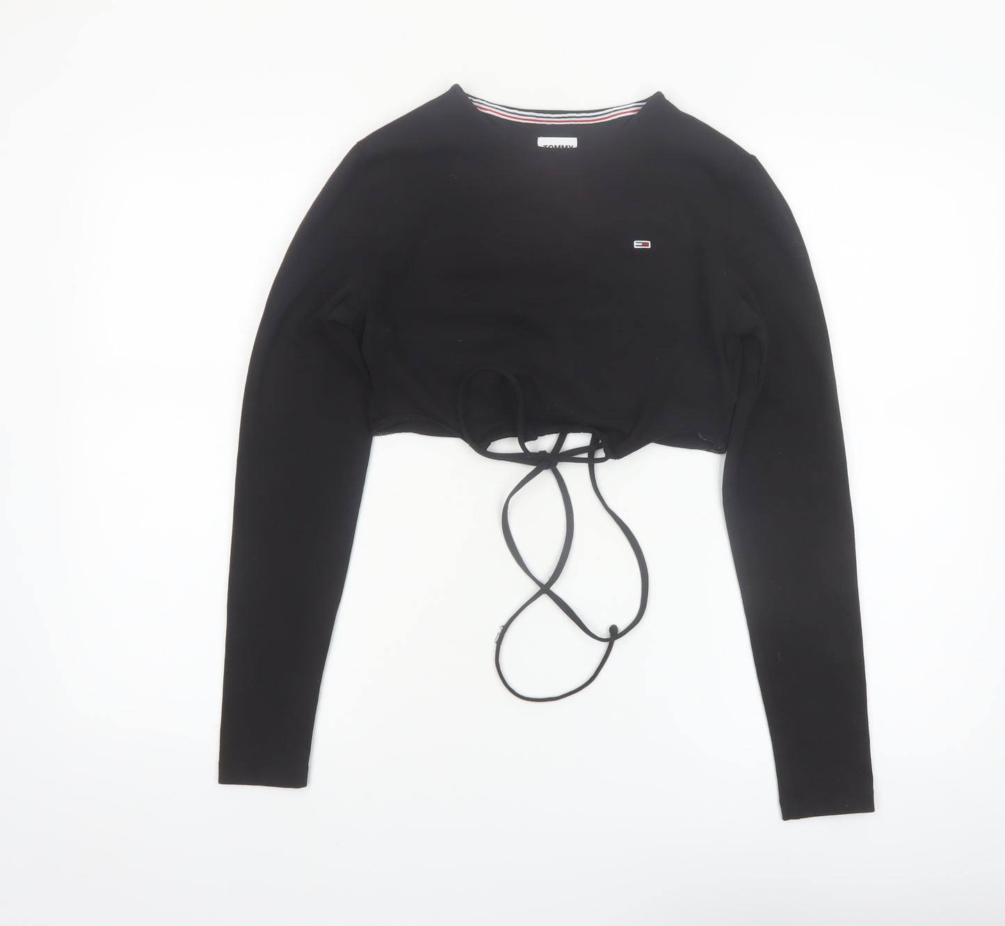 Tommy Jeans Women's Black Cropped Long Sleeve Top M
