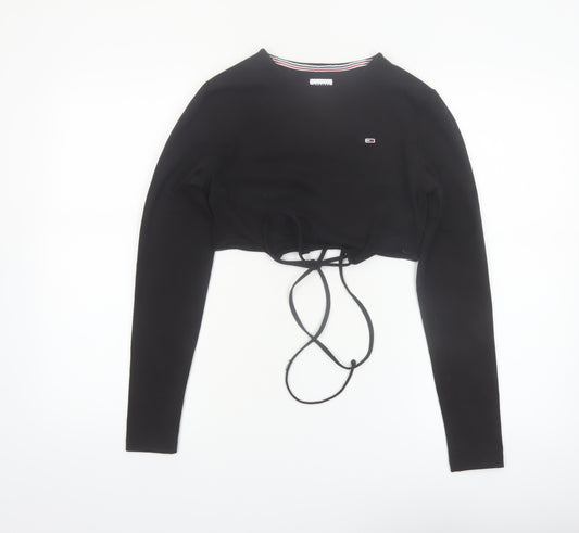 Tommy Jeans Women's Black Cropped Long Sleeve Top M