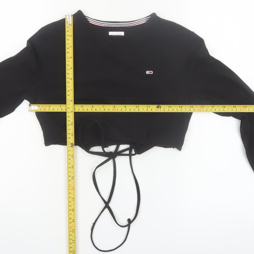 Tommy Jeans Women's Black Cropped Long Sleeve Top M